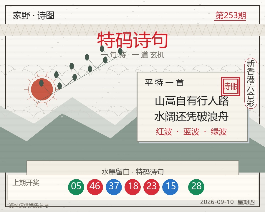 第2026253期特码诗句