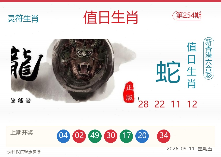 第2026254期值日生肖