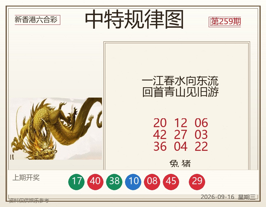 第2026259期中特规律图