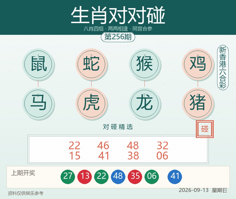 第2026256期生肖对对碰